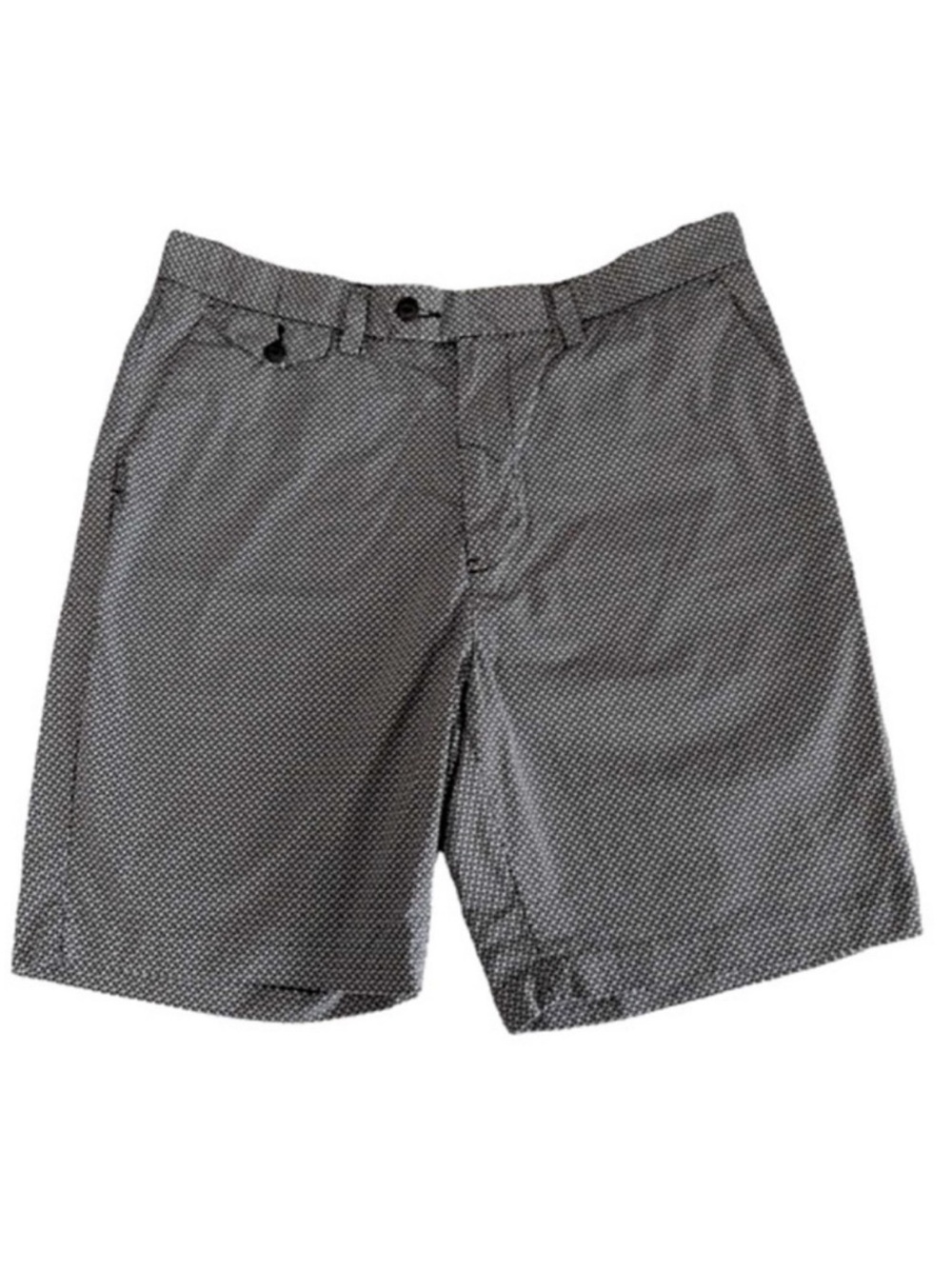 Nautica Modern Fit Shorts Flat Front 100% Cotton Mini Print Black White Waist 34